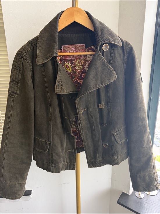 Etro Jackets & Blazers - Etro Jeans Olive Paisley Lined Jacket with Branded Buttons size IT 42 S-M